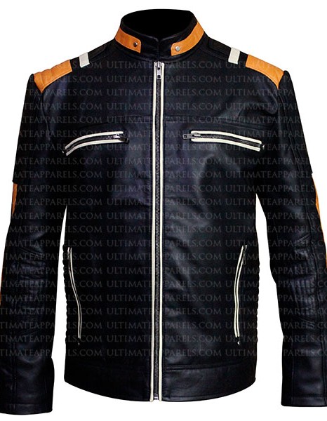 RETRO STRIPED BLACK LEATHER JACKET