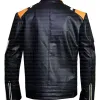 RETRO STRIPED BLACK LEATHER JACKET
