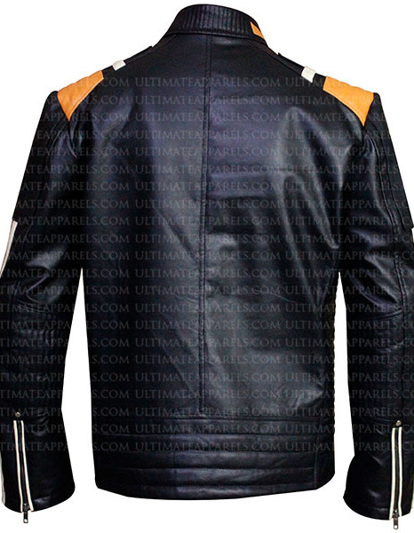 RETRO STRIPED BLACK LEATHER JACKET