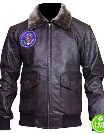 John F Kennedy JFK Air Force One Bomber Aviator Black Jacket