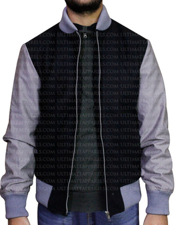 BLACK VARSITY LETTERMAN BOMBER JACKET