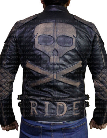 VINTAGE SKULL BONES BLACK DISTRESSED JACKET