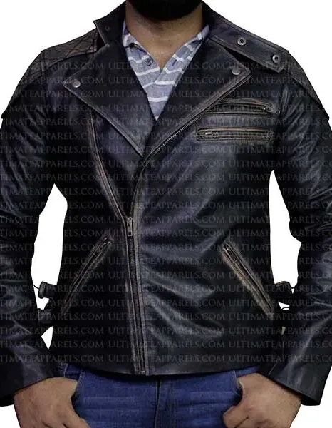 VINTAGE SKULL BONES BLACK DISTRESSED JACKET