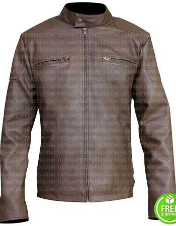 VINTAGE SLIM FIT LIGHT BROWN LEATHER JACKET