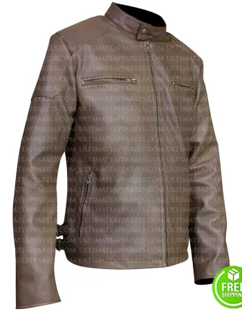 VINTAGE SLIM FIT LIGHT BROWN LEATHER JACKET