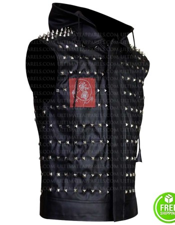Watch Dogs 2 Wrench Studded Cosplay Black Leather Vest Watch Dogs 2 Wrench Studded Cosplay Black Leather Vest