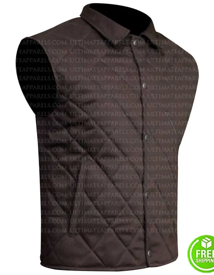 YELLOWSTONE KEVIN COSTNER (JOHN DUTTON) BROWN COTTON VEST