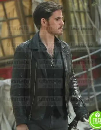 ONCE UPON A TIME COLIN O'DONOGHUE (CAPTAIN HOOK) BLACK LEATHER JACKET