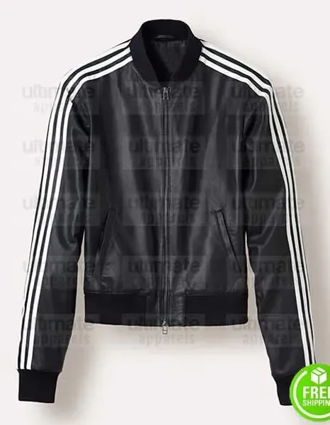 PHARRELL WILLIAMS BLACK BOMBER LEATHER JACKET PHARRELL WILLIAMS BLACK BOMBER LEATHER JACKET
