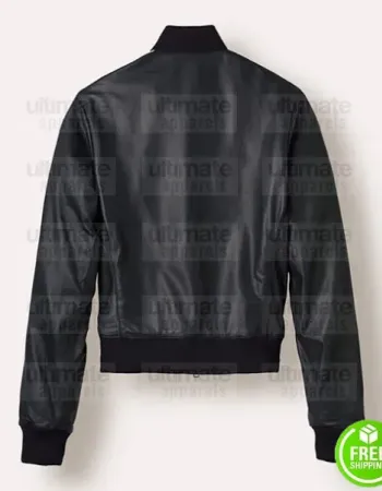 PHARRELL WILLIAMS BLACK BOMBER LEATHER JACKET
