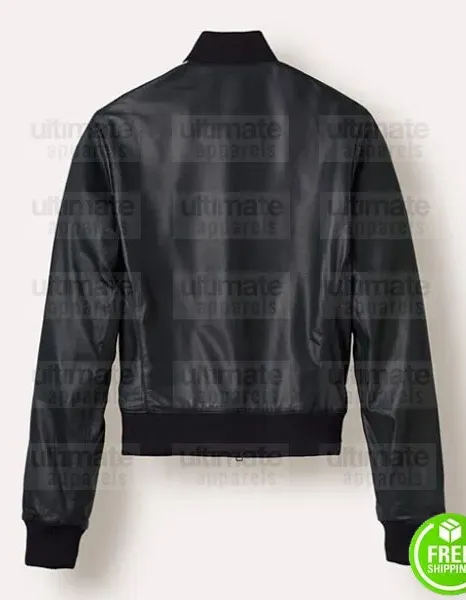 PHARRELL WILLIAMS BLACK BOMBER LEATHER JACKET PHARRELL WILLIAMS BLACK BOMBER LEATHER JACKET