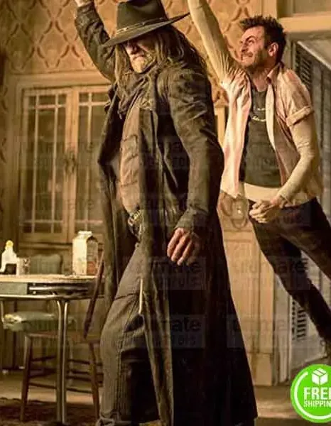 PREACHER GRAHAM MCTAVISH (THE COWBOY) DISTRESSED LEATHER COAT