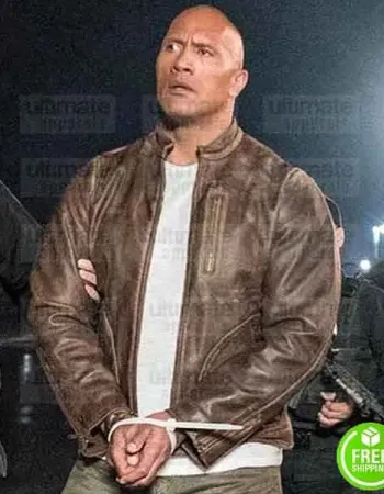 RAMPAGE DWAYNE JOHNSON (THE ROCK) BROWN DISTRESSED LEATHER JACKET