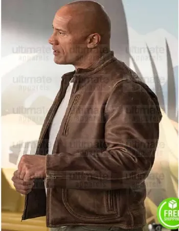 RAMPAGE DWAYNE JOHNSON (THE ROCK) BROWN DISTRESSED LEATHER JACKET