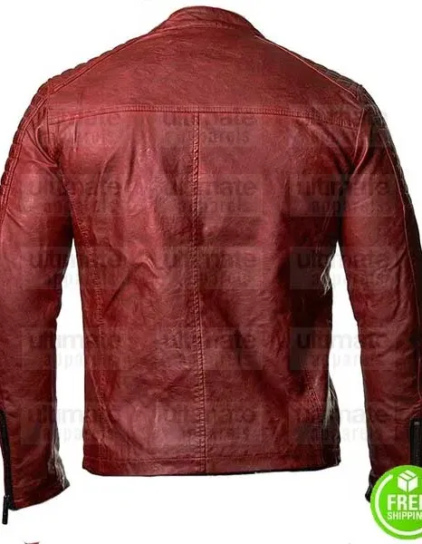 RED DISTRESSED LEATHER JACKET