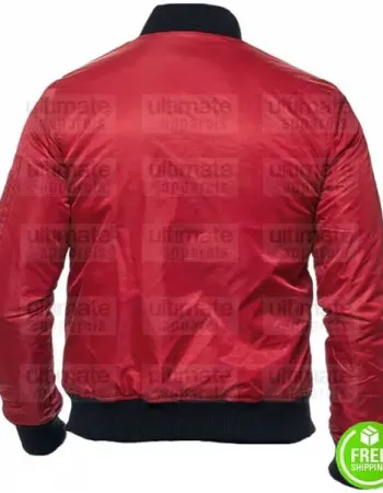 MEN'S RED SATIN BOMBER JACKET MEN'S RED SATIN BOMBER JACKET
