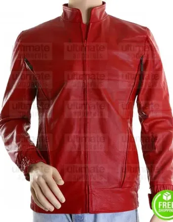 SLIM FIT RED MOTORCYCLE LEATHER JACKET