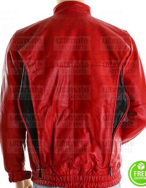 SLIM FIT RED MOTORCYCLE LEATHER JACKET