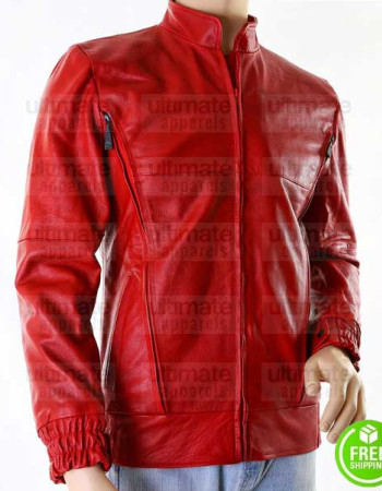 SLIM FIT RED MOTORCYCLE LEATHER JACKET