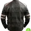 MEN'S RETRO GREY STRIPES BLACK LEATHER JACKET MEN'S RETRO GREY STRIPES BLACK LEATHER JACKET