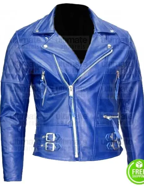 MEN'S ROYAL BLUE BIKER LEATHER JACKET MEN'S ROYAL BLUE BIKER LEATHER JACKET