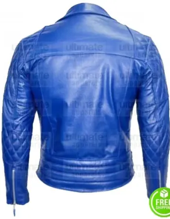 MEN'S ROYAL BLUE BIKER LEATHER JACKET 