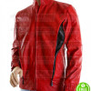 SLIM FIT RED MOTORCYCLE LEATHER JACKET