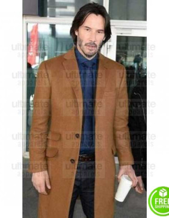 SIBERIA KEANU REEVES (LUCAS HILLS) BROWN WOOL COAT