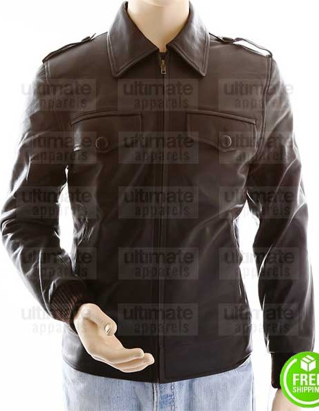MEN'S SLIM FIT BROWN BOMBER LEATHER JACKET