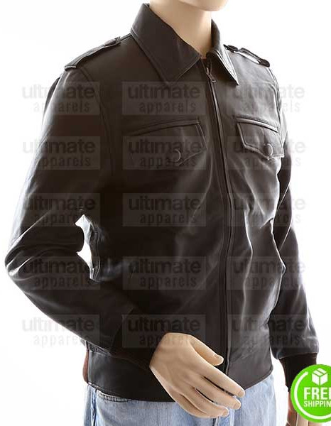 MEN'S SLIM FIT BROWN BOMBER LEATHER JACKET