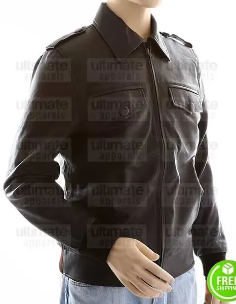 MEN'S SLIM FIT BROWN BOMBER LEATHER JACKET MEN'S SLIM FIT BROWN BOMBER LEATHER JACKET