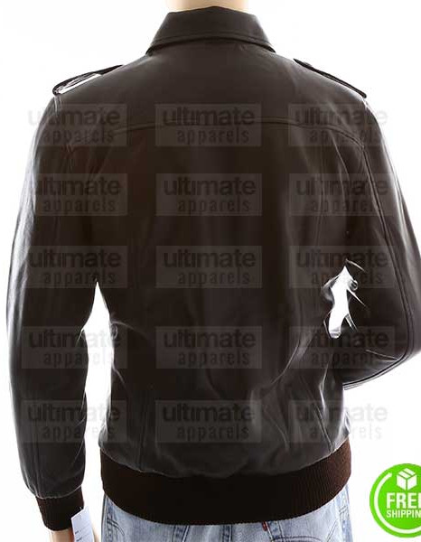 MEN'S SLIM FIT BROWN BOMBER LEATHER JACKET