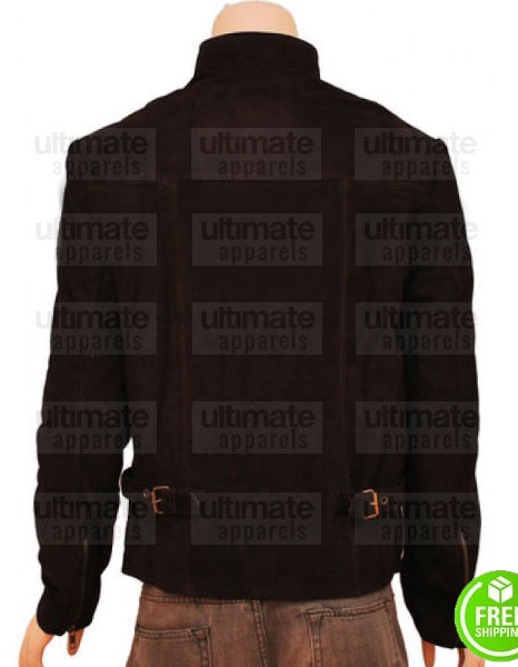 SLIM FIT DARK BROWN SUEDE LEATHER JACKET