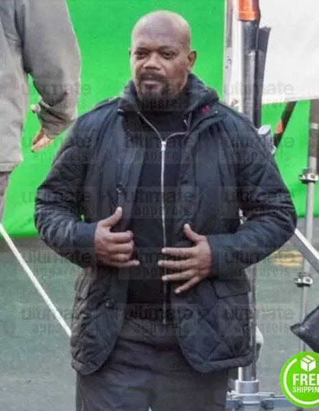 SPIDER-MAN FAR FROM HOME SAMUEL L. JACKSON (NICK FURY) BLACK COTTON JACKET SPIDER-MAN FAR FROM HOME SAMUEL L. JACKSON (NICK FURY) BLACK COTTON JACKET