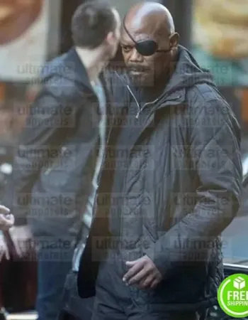 SPIDER-MAN FAR FROM HOME SAMUEL L. JACKSON (NICK FURY) BLACK COTTON JACKET SPIDER-MAN FAR FROM HOME SAMUEL L. JACKSON (NICK FURY) BLACK COTTON JACKET