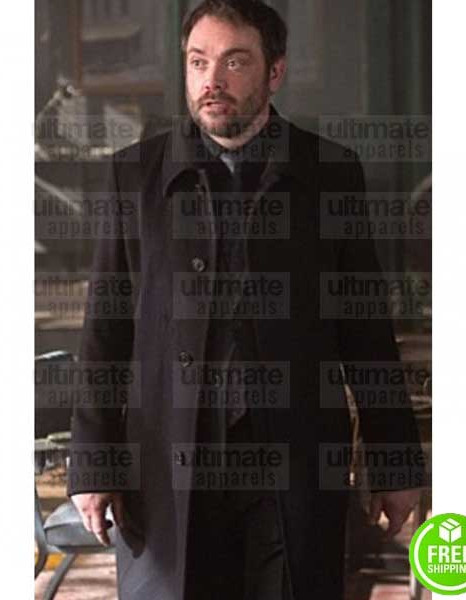 SUPERNATURAL MARK SHEPPARD (CROWLEY) WOOL BLACK COAT SUPERNATURAL MARK SHEPPARD (CROWLEY) WOOL BLACK COAT