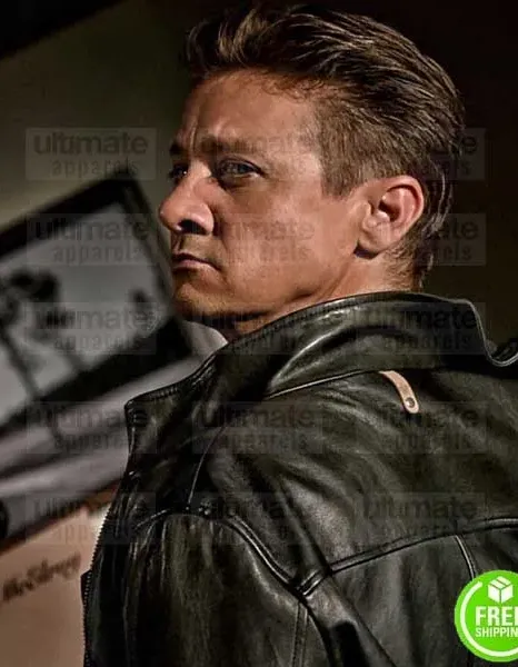TAG JEREMY RENNER (JERRY PIERCE) BLACK LEATHER JACKET