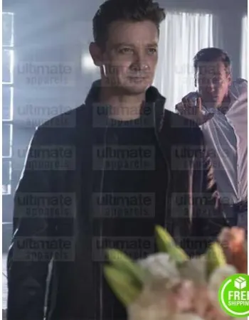 TAG JEREMY RENNER (JERRY PIERCE) BLACK LEATHER JACKET TAG JEREMY RENNER (JERRY PIERCE) BLACK LEATHER JACKET