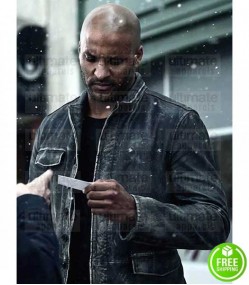 THE 100 RICKY WHITTE (LINCOLN) BLACK DISTRESSED LEATHER JACKET