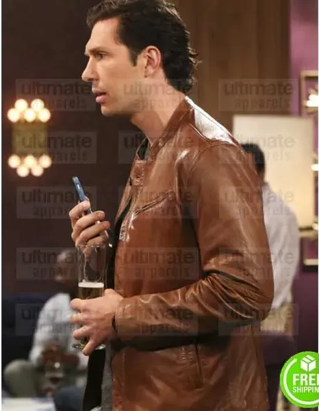 THE BIG BANG THEORY BRAIN THOMAS SMITH (ZACK JOHNSON) BROWN LEATHER JACKET THE BIG BANG THEORY BRAIN THOMAS SMITH (ZACK JOHNSON) BROWN LEATHER JACKET