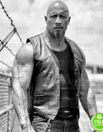 THE FATE OF THE FURIOUS DWAYNE JOHNSON (HOBBS) BLACK LEATHER VEST THE FATE OF THE FURIOUS DWAYNE JOHNSON (HOBBS) BLACK LEATHER VEST