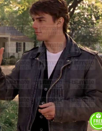 THE FIRM TOM CRUISE (MITCH MCDEERE) BLACK LEATHER JACKET