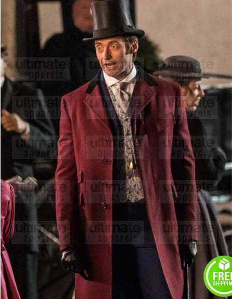 THE GREATEST SHOWMAN HUGE JACKMAN (P.T. BARNUM) RED TRENCH COAT THE GREATEST SHOWMAN HUGE JACKMAN (P.T. BARNUM) RED TRENCH COAT