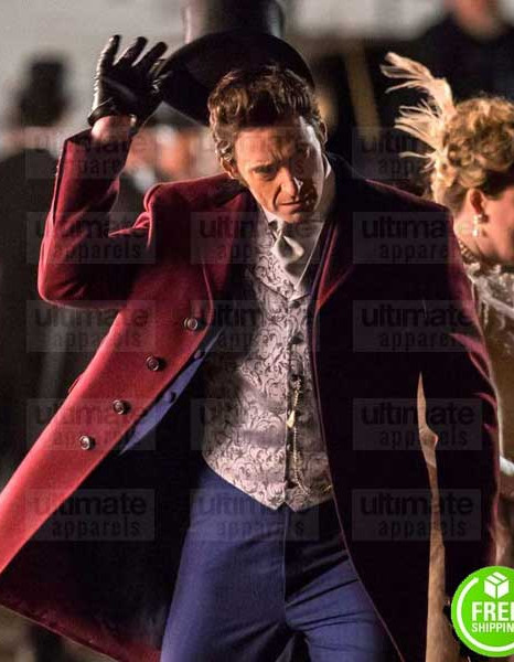 THE GREATEST SHOWMAN HUGE JACKMAN (P.T. BARNUM) RED TRENCH COAT THE GREATEST SHOWMAN HUGE JACKMAN (P.T. BARNUM) RED TRENCH COAT