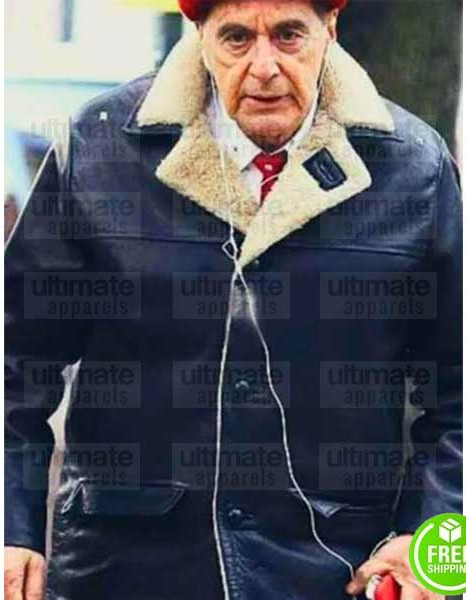 THE IRISHMAN AL PACINO (JIMMY HOFFA) FUR COLLAR LEATHER JACKET