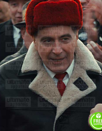 THE IRISHMAN AL PACINO (JIMMY HOFFA) FUR COLLAR LEATHER JACKET