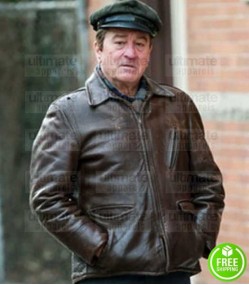 THE IRISHMAN ROBERT DE NIRO (FRANK SHEERAN) BROWN LEATHER JACKET