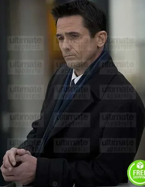 THE KILLING BILLY CAMPBELL (DARREN RICHMOND) BLACK WOOL COAT