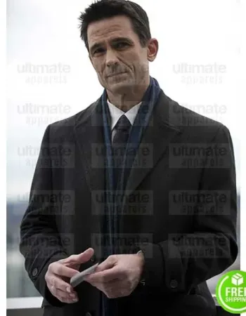 THE KILLING BILLY CAMPBELL (DARREN RICHMOND) BLACK WOOL COAT