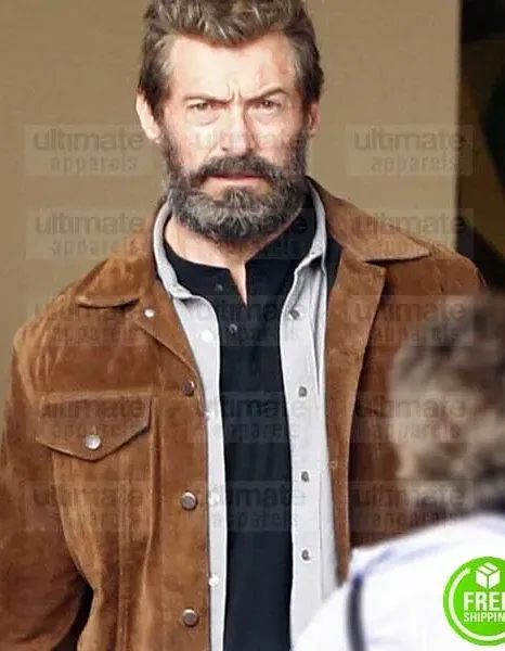 THE LOGAN HUGH JACKMAN (WOLVERINE) BROWN SUEDE LEATHER JACKET THE LOGAN HUGH JACKMAN (WOLVERINE) BROWN SUEDE LEATHER JACKET